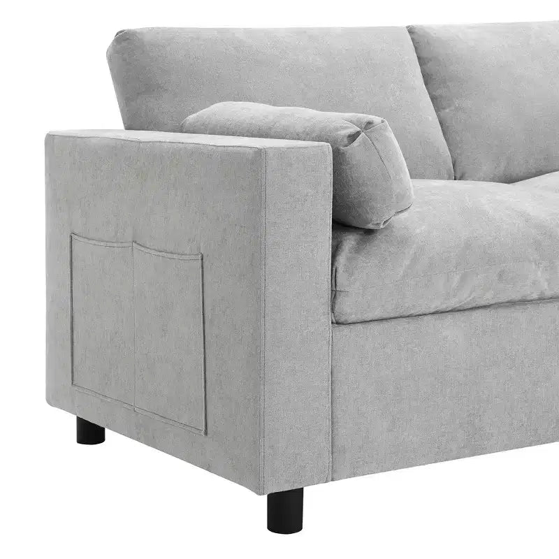Polibi 5-Seat Modular Chenille Sectional Sofa with Dual Ottomans