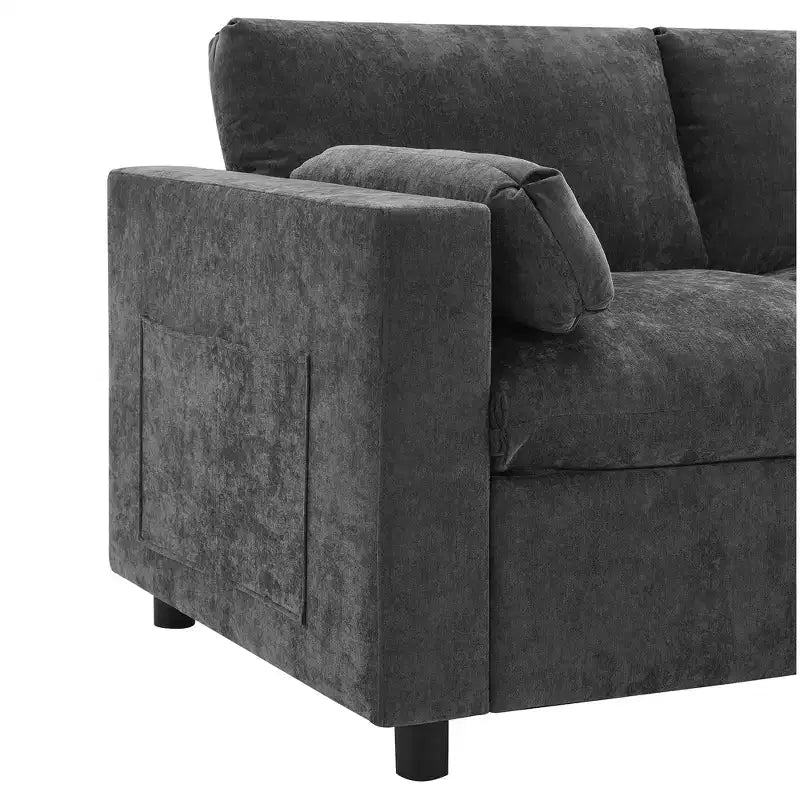 Polibi 5-Seat Modular Chenille Sectional Sofa with Dual Ottomans
