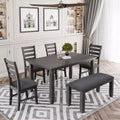 GDFStudio Mark 6 Piece Solid Wood Dining Set with Table and Chairs