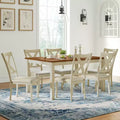 AMERLIFE 7-Piece Farmhouse Dining Table Set, 60 Space-Saving Table with 6 Chairs for Dining Room, Kitchen