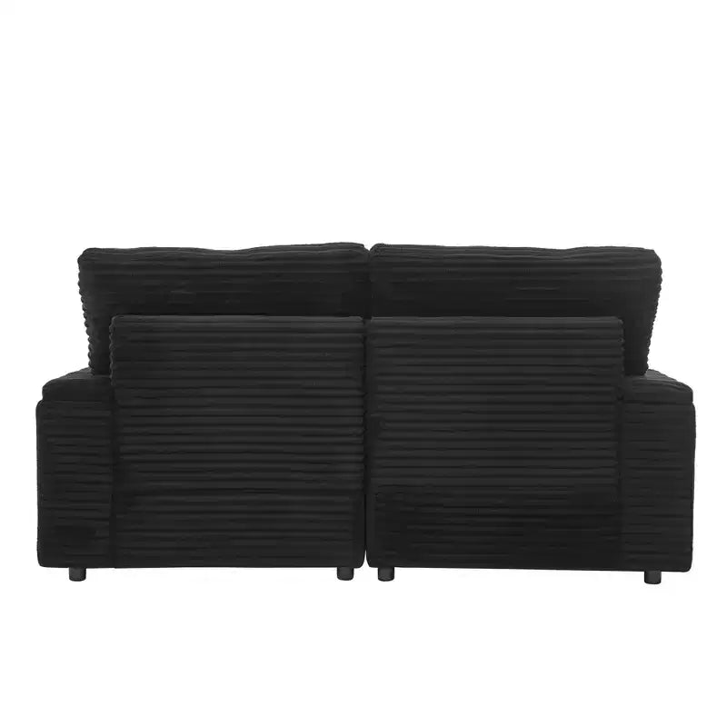 Polibi Modern Corduroy Loveseat Sofa with Two Movable Ottomans