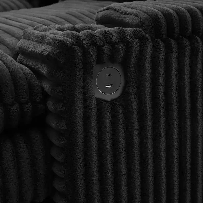 Polibi Modern Corduroy Loveseat Sofa with Two Movable Ottomans