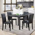 GDFStudio Jensen Modern 5 Piece Acacia Wood Faux Leather Upholstered Dining Chairs with Square Dining Table