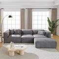 Clihome Luxury Living Room 4-Seater Velvet Sofa Set with Movable Ottoman,Plush Couch