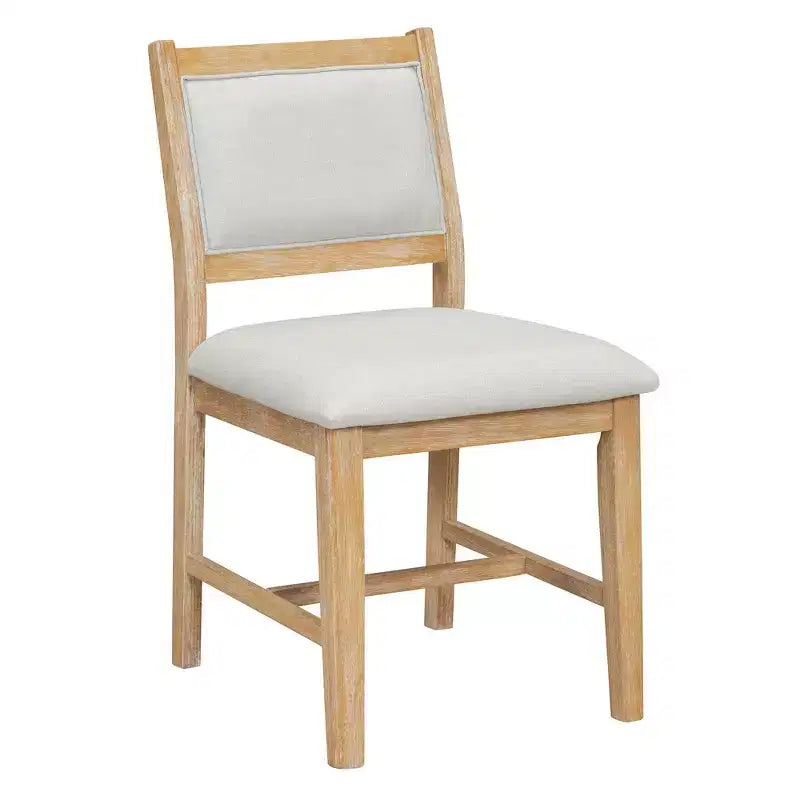 Homy Casa 7-Piece Wooden Dining Table Set with 6 Upholstered Chairs, Natural Finish