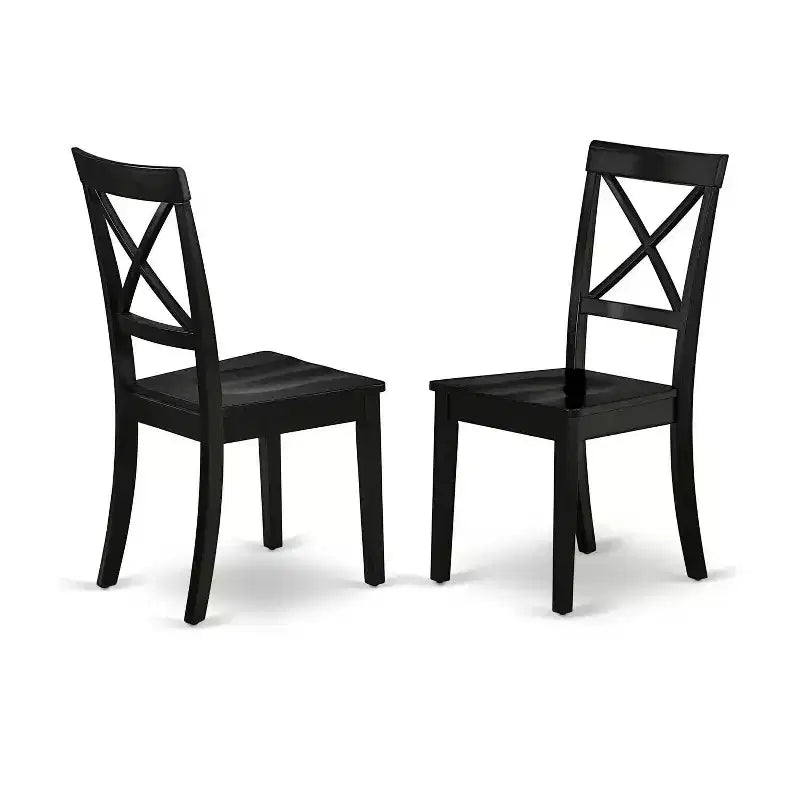 HomeStock 5-Pc Black Finish Solid Wood Top - Rectangular Dining Room Set with Butterfly Leaf - Seats 4