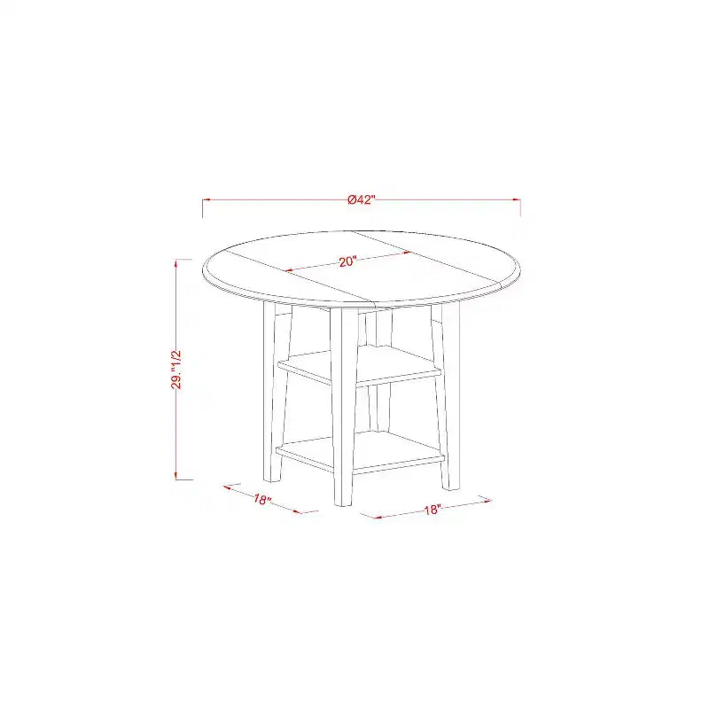 Dinette Set 5 Piece Round Table & Chairs - Black Cherry Finish - Home Kitchen Dining Room Set