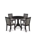 HomeStock 5-Piece Natural Oak Finish Solid Wood Top Dining table with 4 Chairs