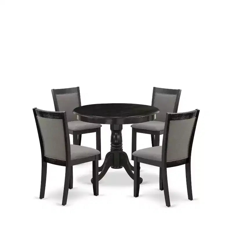 HomeStock 5-Piece Natural Oak Finish Solid Wood Top Dining table with 4 Chairs