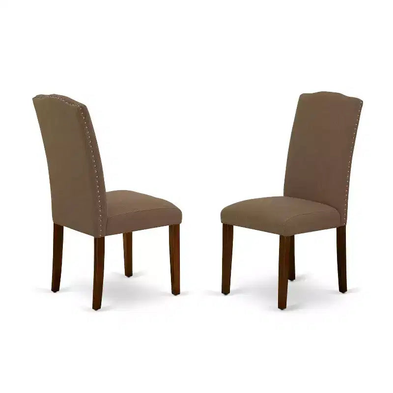 HomeStock 5-Piece Rectangle Mahogany Finish Solid Wood Top Dining Table with 4-Parson Chair with Butterfly Leaf