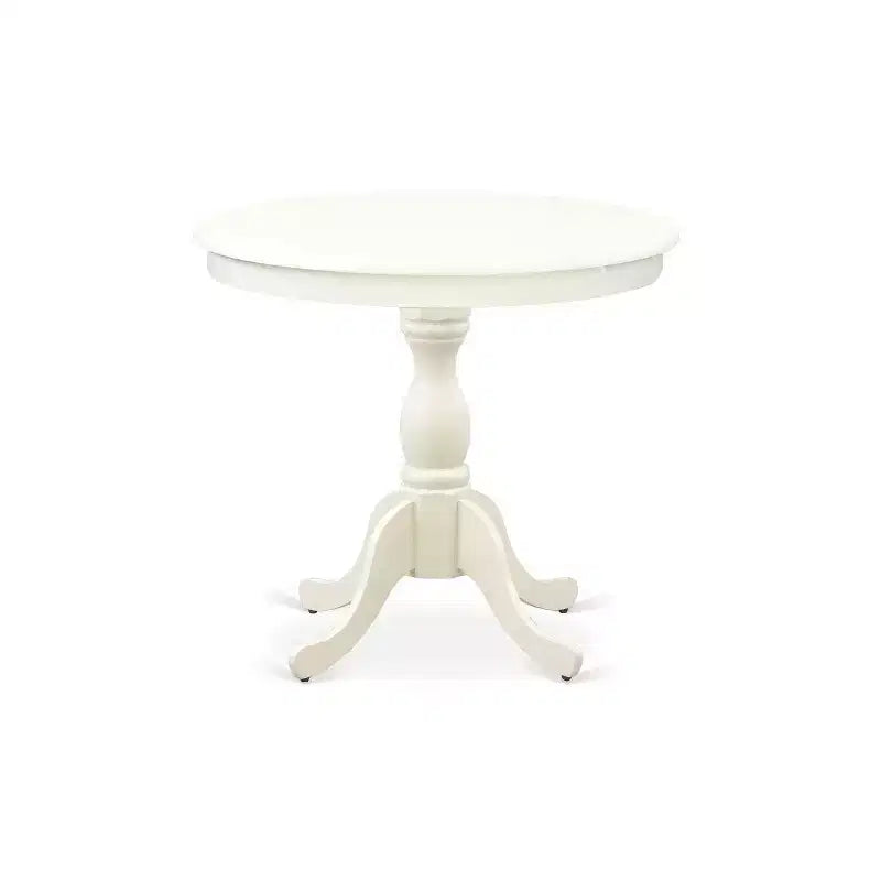 3-Piece Linen White Finish Solid Wood Top - Button Tufted Upholstered Dining Room Set - Seats 4