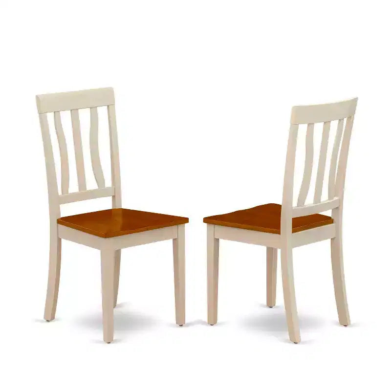 5-Piece Round Buttermilk and Cherry Finish Solid Wood Top Dining table with 4 Chairs with