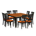 HomeStock 9-Piece Square Black & Cherry Finish Solid Wood Top Dining Table with 8-Chairs