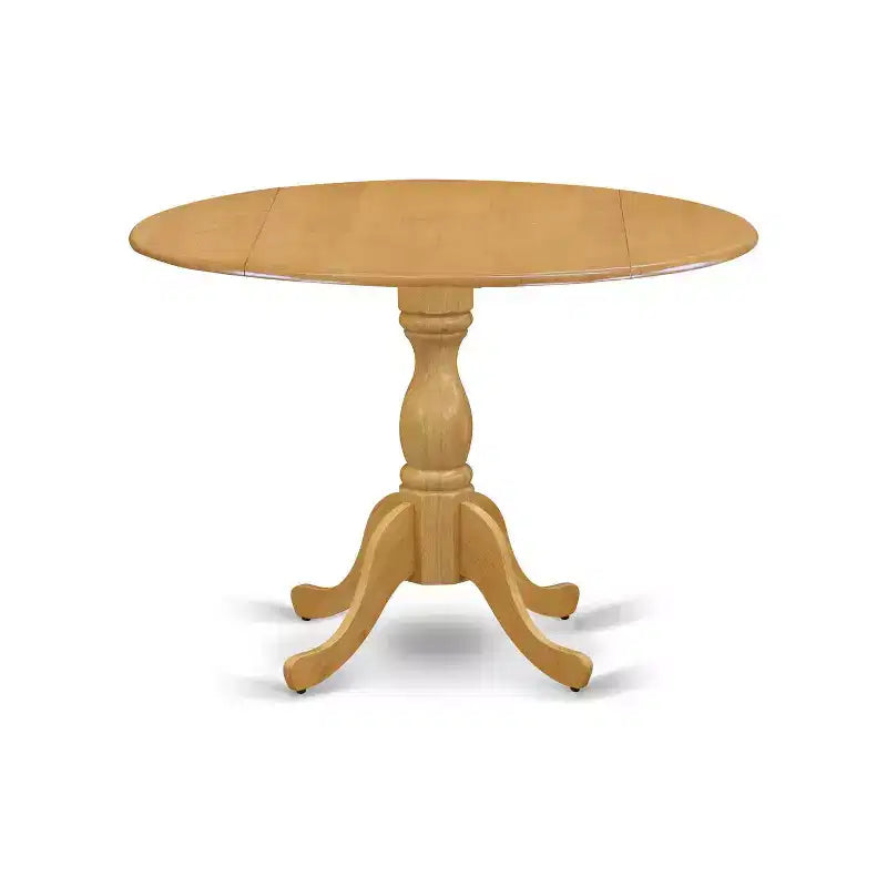 HomeStock 5-Piece Natural Oak Finish Solid Wood Top Dining table with 4 Chairs with Drop Leaf Slat Back