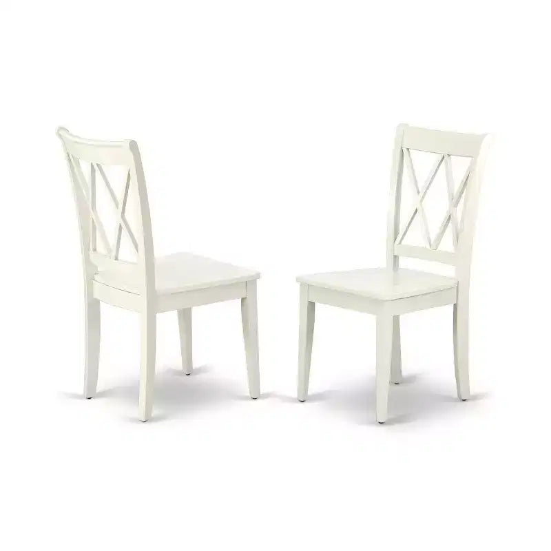 Dining Table Set for 4 - 5 Piece Round Kitchen Table with Chairs - Old World Charm - 42 Inch - Linen White