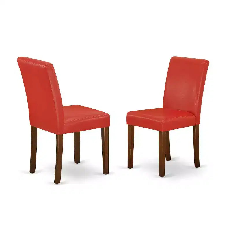 Rectangle Dinette Table Set - 3Pc Dining Table with Butterfly Leaf & 2 Parsons Chairs - Firebrick Red