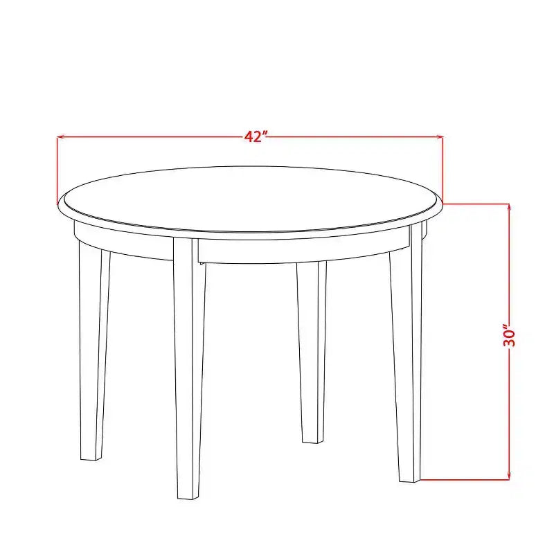 Round Kitchen Table Set 5 Piece - 42 Inch Table & 4 Parsons Chairs - Urban Modern Design