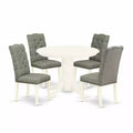 HomeStock 5-Piece Buttermilk and Cherry Finish Solid Wood Top Dining Table with 4-Parson Chair