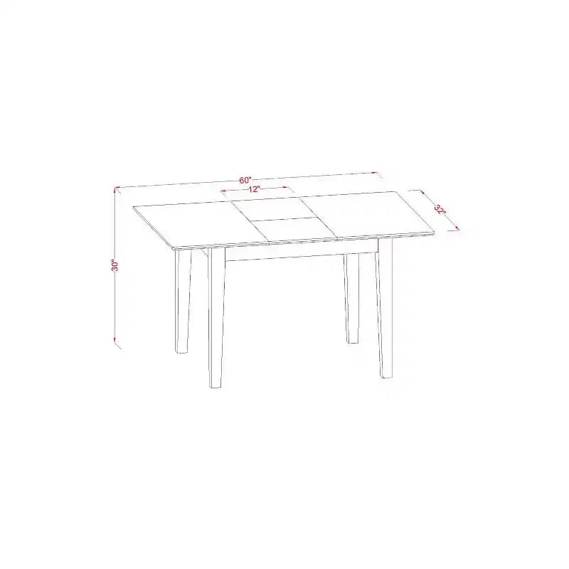 Dinette Set 3Pc Rectangular Table w/ Leaf & 2 Parsons Chairs - Brown