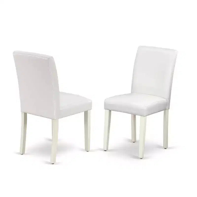 Dinette Set 7Pc Oval Table w/ Leaf & 6 Chairs - White PU Leather - Tuscan Style