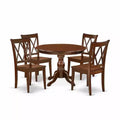 HomeStock 5-Piece Mahogany Finish Solid Wood Top Dining table with 4-Chairs