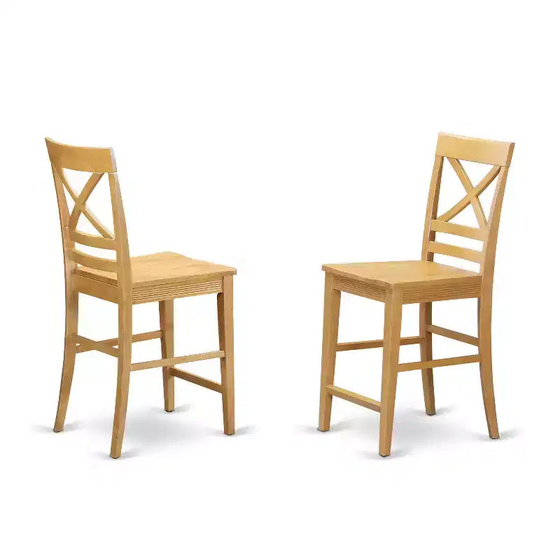 Counter Height Dining Set - 3 Piece Table & Chair Set - Small Space Kitchen Table - Oak Finish