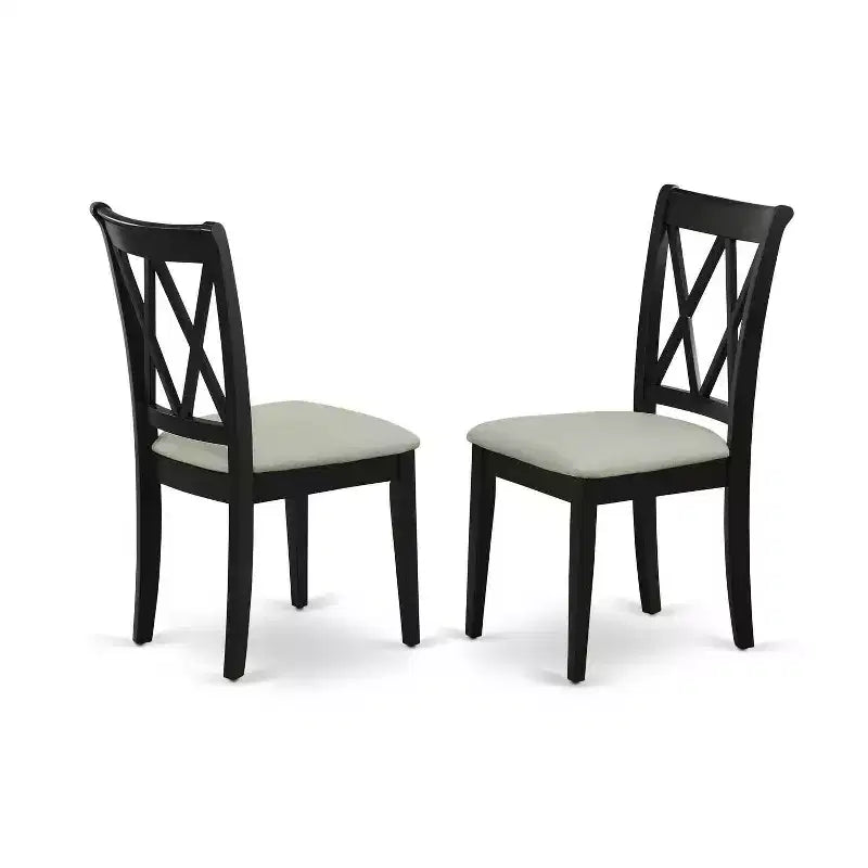 HomeStock 3-Pc Black Finish Solid Wood Top-Round Dining Room Set with Dropleaf-Seats 4