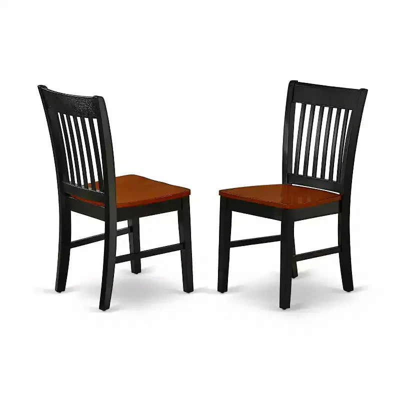 HomeStock 7-Piece Rectangle Black & Cherry Finish Solid Wood Top Dining Table with 6-Chairs