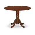 HomeStock 5-Piece Round Mahogany Finish Solid Wood Top Dining table with 4 Chairs with Drop Leaf Cross Back