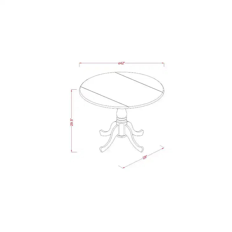 HomeStock 5-Piece Round Mahogany Finish Solid Wood Top Dining table with 4 Chairs with Drop Leaf Cross Back