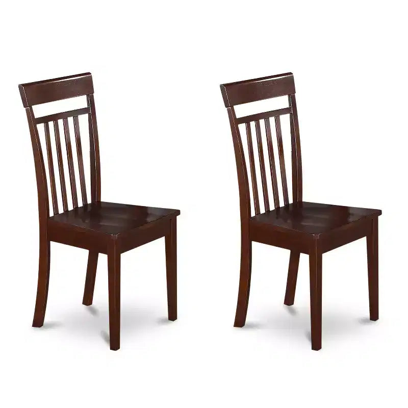 HomeStock 7-Piece Rectangle Mahogany Finish Solid Wood Top Dining Table with 6 Slat Back Dining Chairs, Seats 6
