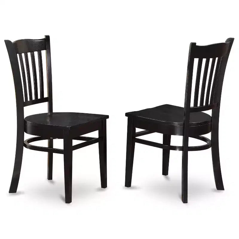 HomeStock 7-Piece Rectangle Black Finish Solid Wood Top Dining Table with 6 Chairs