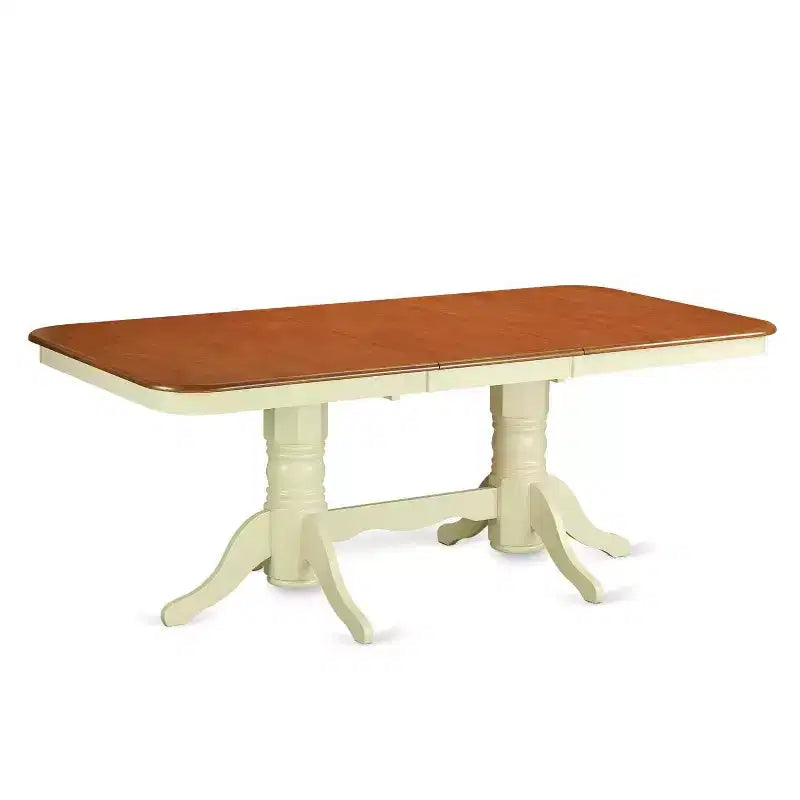 Art Deco Dining Set 7Pc Rectangular Table w/ Leaf & 6 Chairs - 60x78 Inch