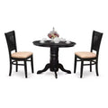 3-Piece Black Finish Solid Wood Top - Dining Room Set - Seats 4