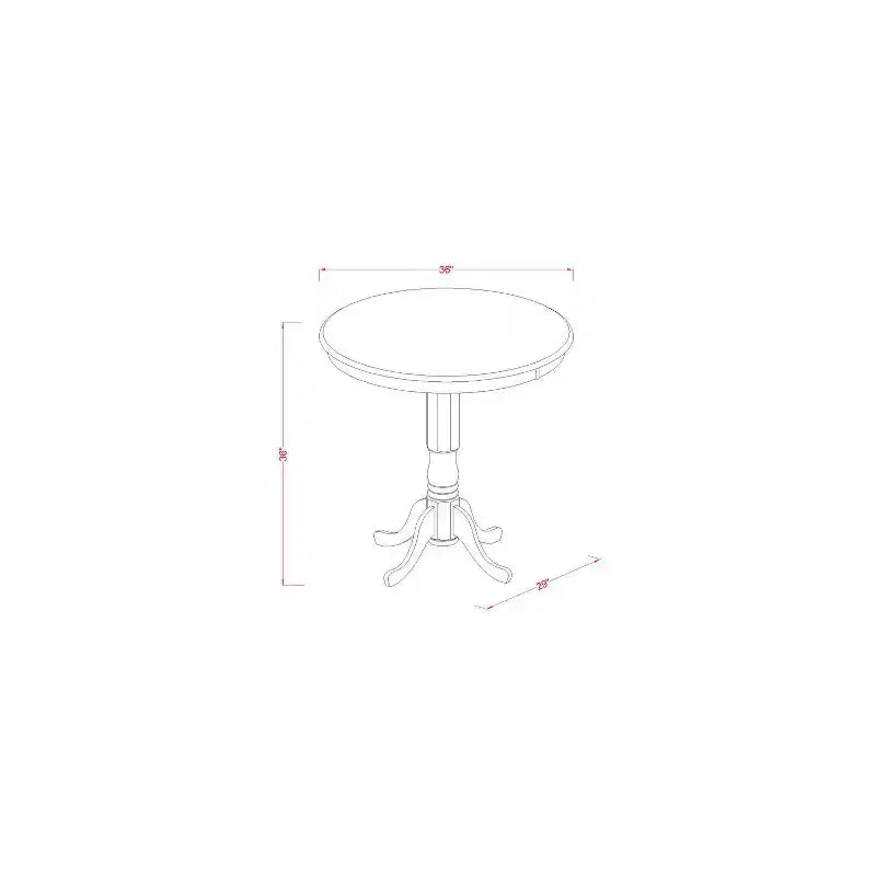 Coastal 5 Piece Kitchen Dining Set - Round Table & 4 Chairs - Buttermilk & Cherry Finish