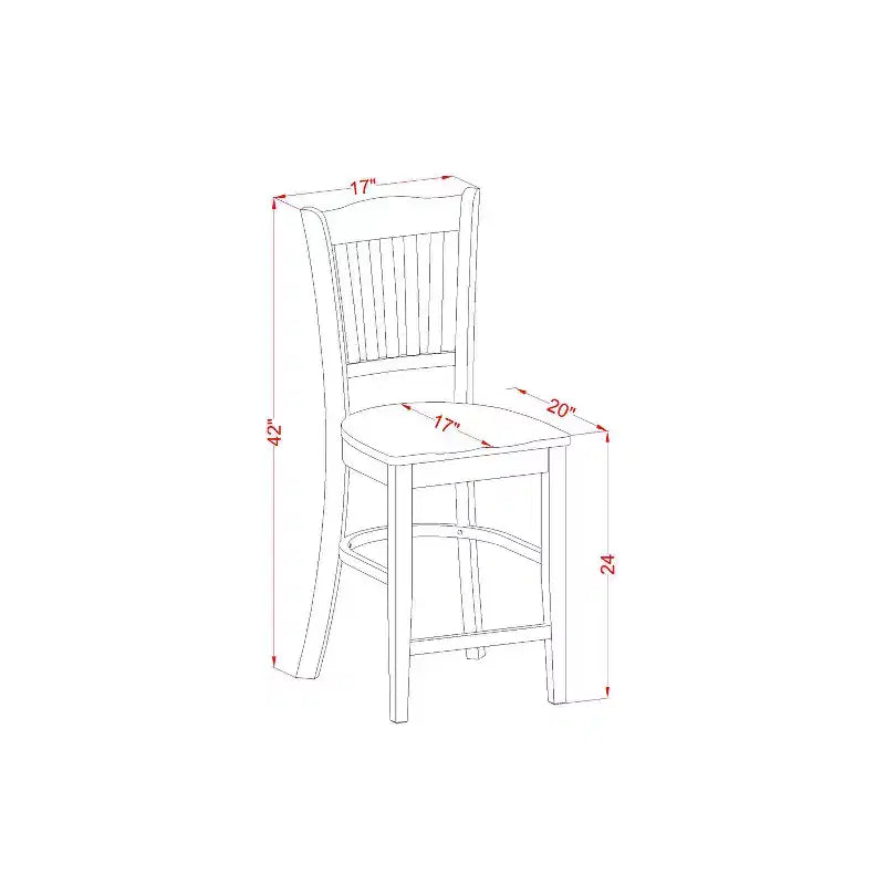 Coastal 5 Piece Kitchen Dining Set - Round Table & 4 Chairs - Buttermilk & Cherry Finish