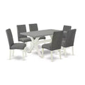7-Piece Rectangle Natural Oak Finish Solid Wood Top Dining Table with 6-Chairs with