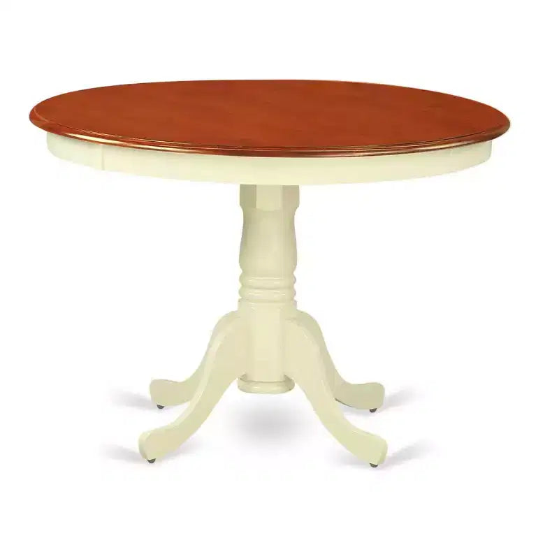 HomeStock 3-Piece Buttermilk & Cherry Finish Solid Wood Top Dining Table with 2 Chairs