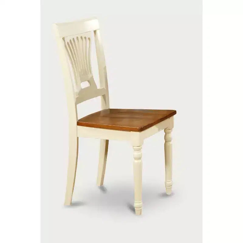 HomeStock 3-Piece Buttermilk & Cherry Finish Solid Wood Top Dining Table with 2 Chairs