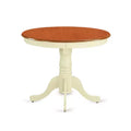 HomeStock 5-Pc Round Buttermilk & Cherry Finish Solid Wood Top Dining table with 4 Chairs with Cross Back