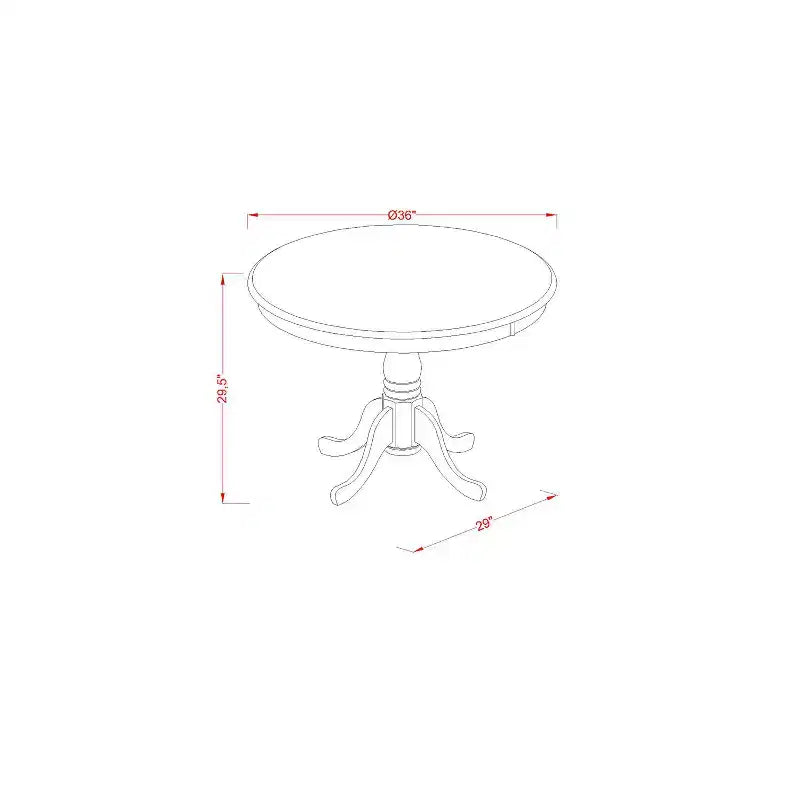 HomeStock 5-Pc Round Buttermilk & Cherry Finish Solid Wood Top Dining table with 4 Chairs with Cross Back