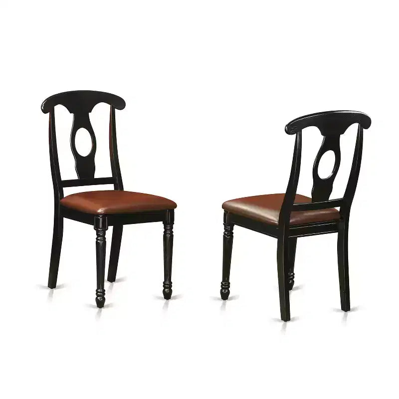 Modern 5 Piece Dining Set - Round Table & 4 Kitchen Chairs - Black Finish - HomeStock