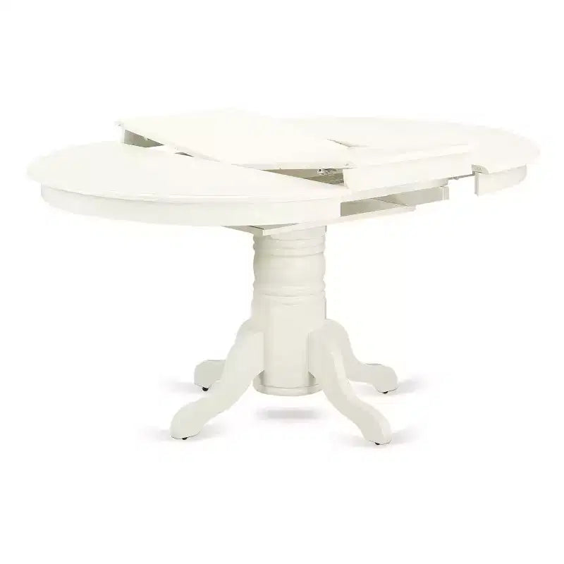 Modern 5 Piece Dinette Set - Oval Dining Table & 4 Linen White Chairs