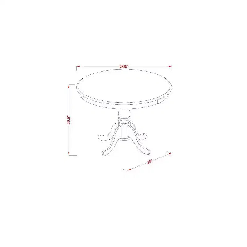 HomeStock 5-Piece Black and Cherry Finish Solid Wood Top Dining table with 4 Chairs with Slat Back