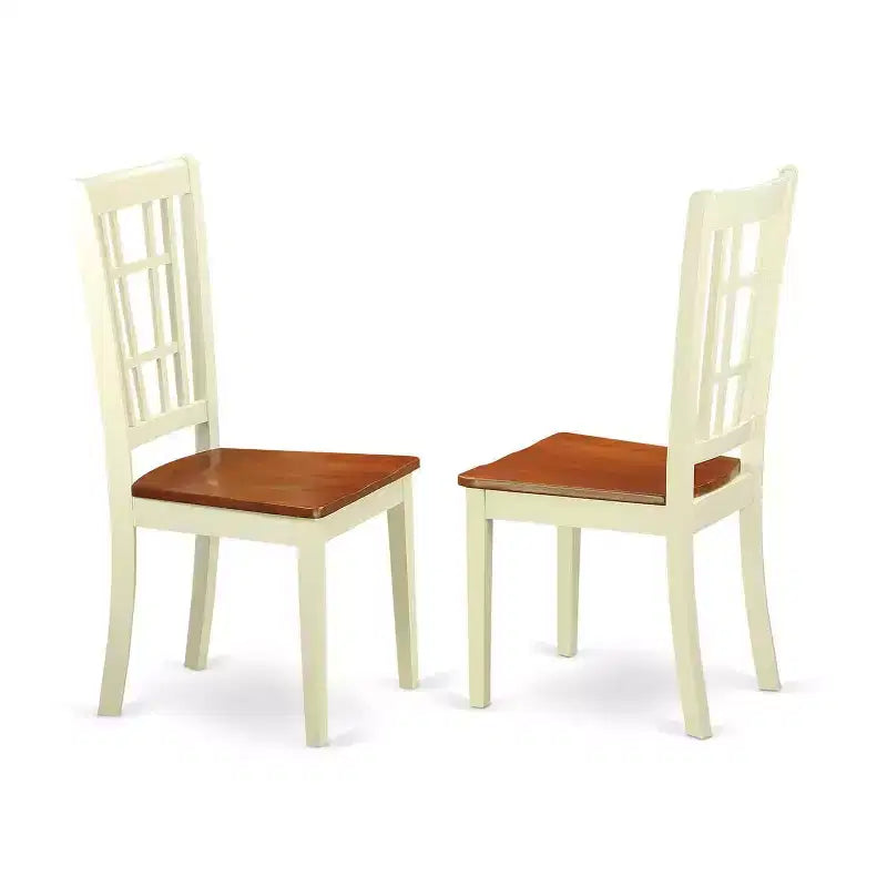 HomeStock 5-Piece Buttermilk and Cherry Finish Solid Wood Top Dining table with 4 Chairs