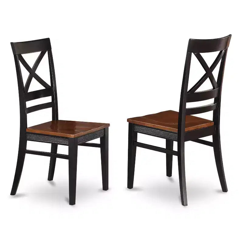 5-Piece Round Black Finish Solid Wood Top Dining table with 4 Chairs with