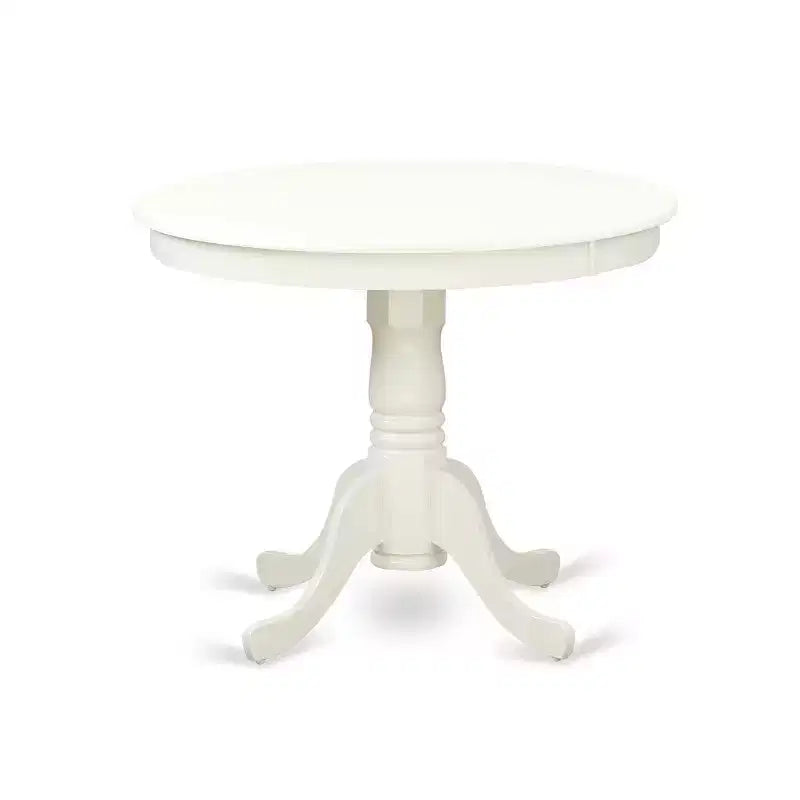 3Pc Dinette Set - Kitchen Table & 2 Dining Chairs - Linen White Finish - Small Round Table