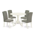 Round Kitchen Table Set 5pc - 42 Dining Table w/ Drop Leaves & 4 Parsons Chairs