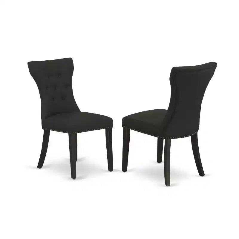 HomeStock 3-Pc Wirebrushed Black Solid Wood Top - Round Dining Room Set - Seats 4