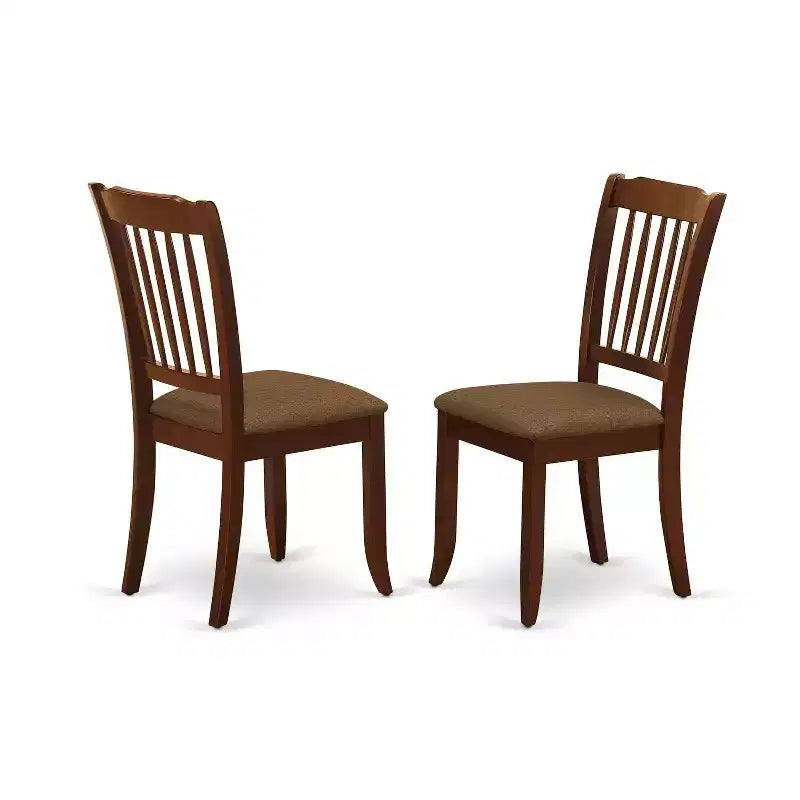Round Dinette Set with Drop Leaf Table & 2 Linen Dining Chairs - Mahogany Finish